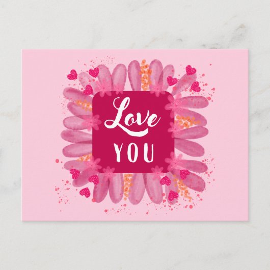 Schattigee Valentijnsdag houdt van je roze Paarse  Briefkaart (Voorkant)