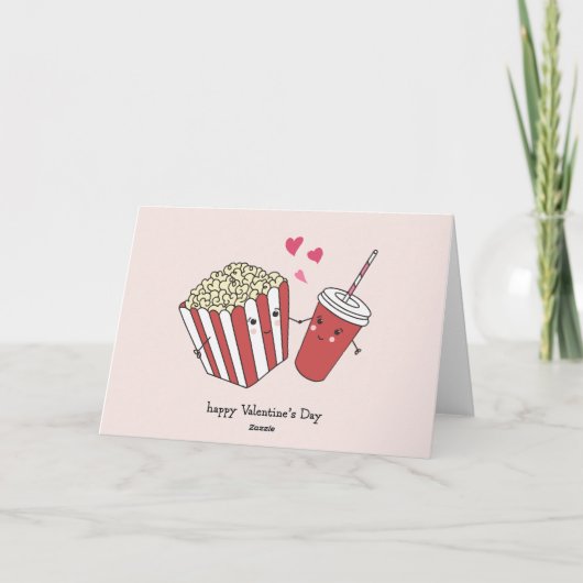 Schattigee Valentijnsdag Kaart popcorn en frisdran (Achterkant)