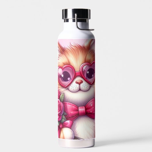 Schattigee Valentijnsdag kat/kiten Waterfles (Links)
