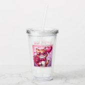 Schattigee Valentijnsdag kat/kitten Acryl Drinkbeker (Achterkant)