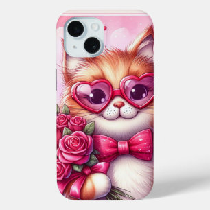 Schattigee Valentijnsdag kat/kitten iPhone 15 Case