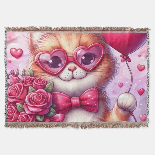 Schattigee Valentijnsdag kat/kitten Deken (Voorkant)
