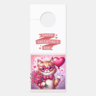 Schattigee Valentijnsdag kat/kitten Deurhanger