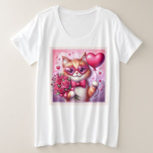 Schattigee Valentijnsdag kat/kitten Grote Maat T-shirt