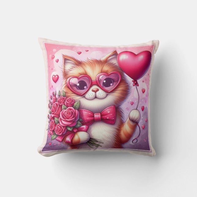 Schattigee Valentijnsdag kat/kitten Kussen (Voorkant)