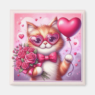Schattigee Valentijnsdag kat/kitten Magneet