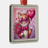 Schattigee Valentijnsdag kat/kitten Metalen Ornament (Rechts)