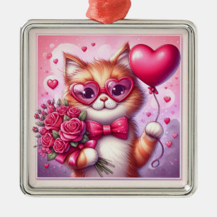 Schattigee Valentijnsdag kat/kitten Metalen Ornament