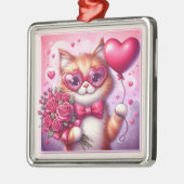 Schattigee Valentijnsdag kat/kitten Metalen Ornament (Links)