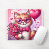 Schattigee Valentijnsdag kat/kitten Muismat (Met muis)
