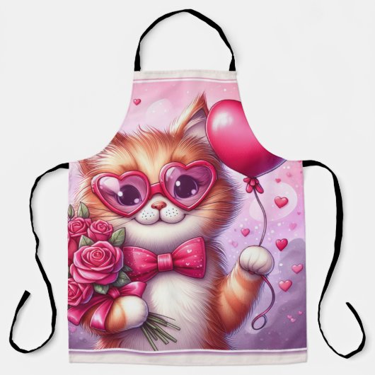 Schattigee Valentijnsdag kat/kitten Schort (Voorkant)