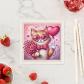 Schattigee Valentijnsdag kat/kitten Servet (Insitu)