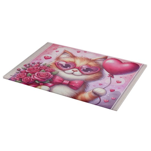 Schattigee Valentijnsdag kat/kitten Snijplank (Hoek)