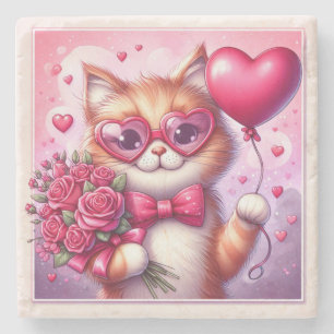 Schattigee Valentijnsdag kat/kitten Stenen Onderzetter