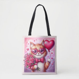Schattigee Valentijnsdag kat/kitten Tote Bag