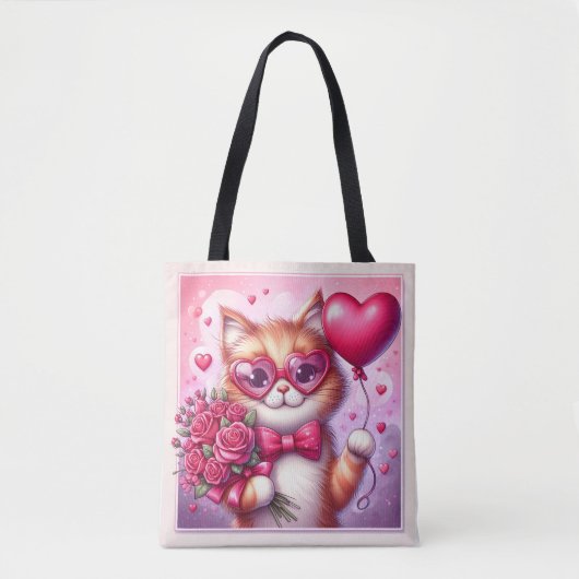 Schattigee Valentijnsdag kat/kitten Tote Bag (Voorkant)