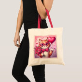 Schattigee Valentijnsdag kat/kitten Tote Bag (Voorkant (product))