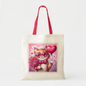 Schattigee Valentijnsdag kat/kitten Tote Bag (Voorkant)