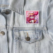 Schattigee Valentijnsdag kat/kitten Vierkante Button 5,1 Cm (In situ)