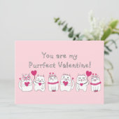 Schattigee Valentijnsdag Katten Roze harten Feestdagenkaart (Staand voorkant)