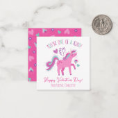 Schattigee Valentijnsdag Kinder Klaslokaal Eenhoor Notitiekaartje (Voorkant / Achterkant in situ)