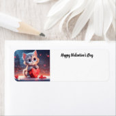 Schattigee Valentijnsdag kitten retour adres label (Insitu)