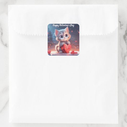 Schattigee Valentijnsdag kitten Sticker (Tas)