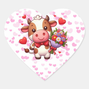 Schattigee Valentijnsdag koe Hart Sticker