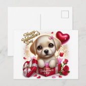 Schattigee Valentijnsdag Labrador Dog Holiday Brie Feestdagenkaart (Voorkant / Achterkant)