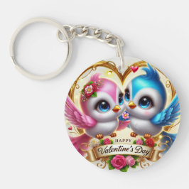 Schattigee Valentijnsdag Lovebird Acryl Sleutelhan Sleutelhanger