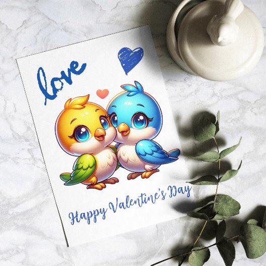 Schattigee Valentijnsdag met de lovebirds Feestdagenkaart