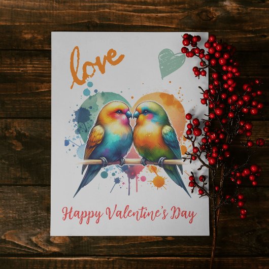 Schattigee Valentijnsdag met de lovebirds Feestdagenkaart