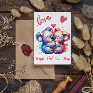 Schattigee Valentijnsdag met leuke Koala Beren Feestdagenkaart