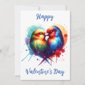 Schattigee Valentijnsdag met leuke lovebirds Feestdagenkaart (Voorkant)