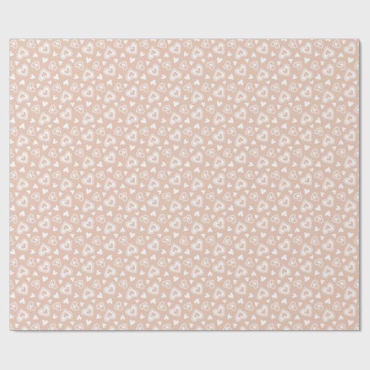 Schattigee Valentijnsdag Peach Hearts Pattern Cadeaupapier (Vlak)