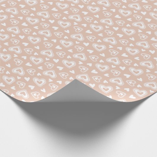 Schattigee Valentijnsdag Peach Hearts Pattern Cadeaupapier (Hoek)