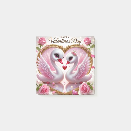 Schattigee Valentijnsdag Pink Swan Post-It Notes (Voorkant)