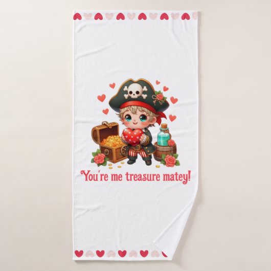 Schattigee Valentijnsdag piraat Badhanddoek (Badhanddoek)
