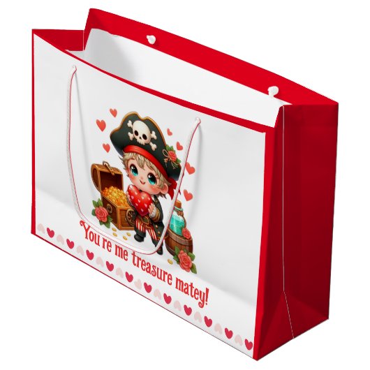 Schattigee Valentijnsdag piraat Groot Cadeauzakje (Voorkant Gekanteld)
