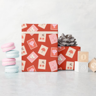 Schattigee Valentijnsdag Postzegelwikkelpapier Cadeaupapier