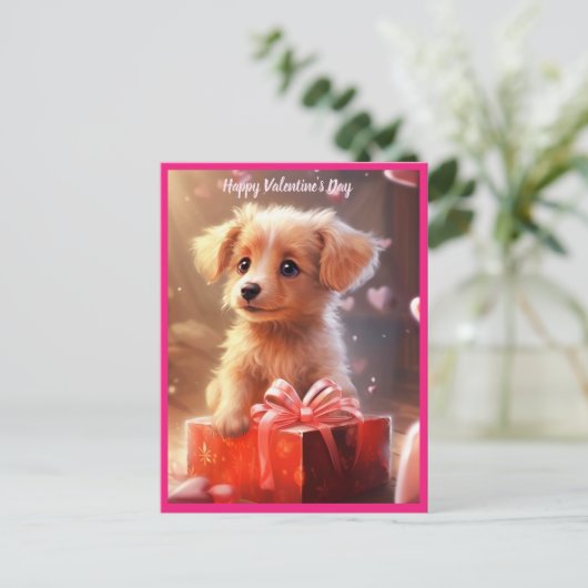Schattigee Valentijnsdag puppy briefkaart (Staand voorkant)