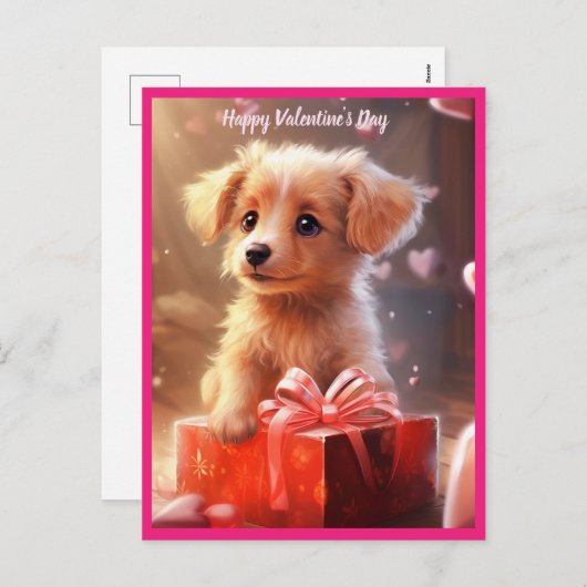 Schattigee Valentijnsdag puppy briefkaart (Voorkant / Achterkant)