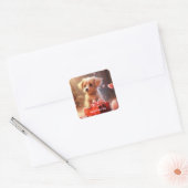 Schattigee Valentijnsdag puppy briefkaart Vierkante Sticker (Envelop)