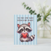 Schattigee Valentijnsdag Raccoon met een hart Feestdagenkaart (Staand voorkant)