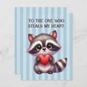 Schattigee Valentijnsdag Raccoon met een hart Feestdagenkaart (Voorkant / Achterkant)