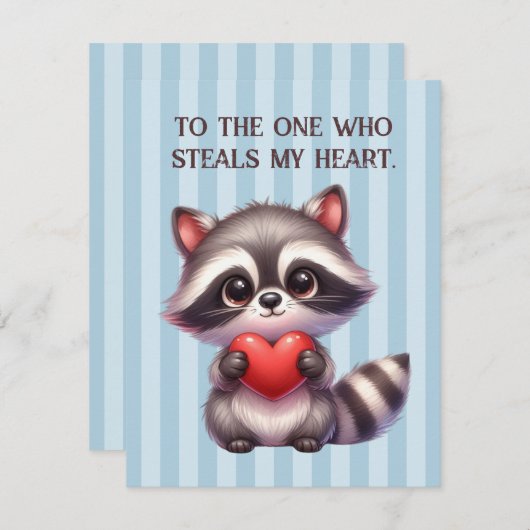 Schattigee Valentijnsdag Raccoon met een hart Feestdagenkaart (Voorkant / Achterkant)