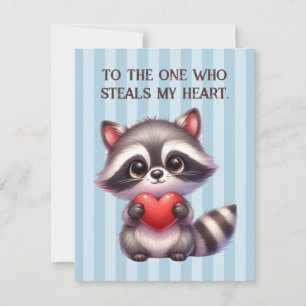 Schattigee Valentijnsdag Raccoon met een hart Feestdagenkaart
