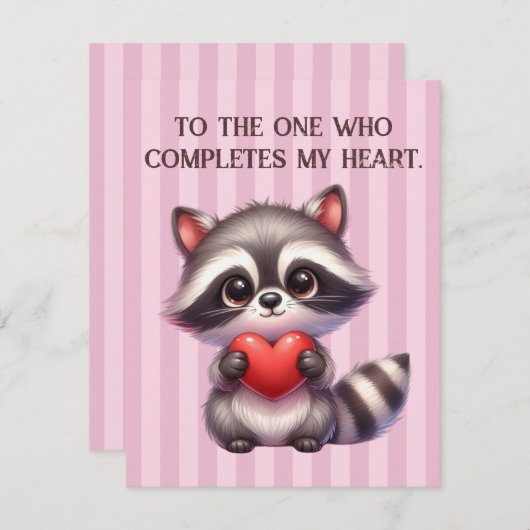 Schattigee Valentijnsdag Raccoon met een hart Feestdagenkaart (Voorkant / Achterkant)