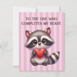 Schattigee Valentijnsdag Raccoon met een hart Feestdagenkaart