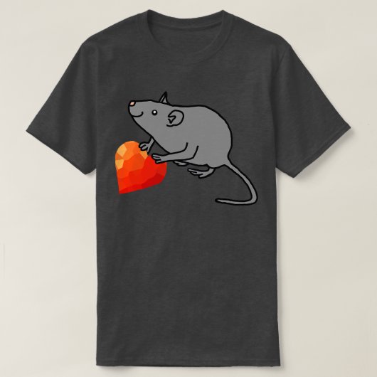 Schattigee Valentijnsdag Rat met Rode Hart Baby Bo T-shirt (Design voorkant)